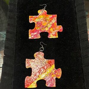 Colorful Puzzle Piece Earrings